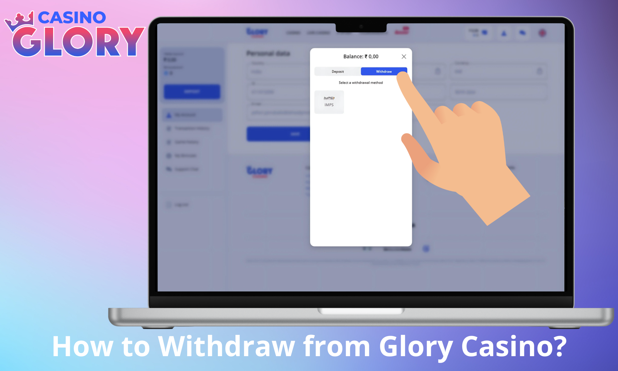 Step-by-step instructions for withdrawing funds from Glory Casino