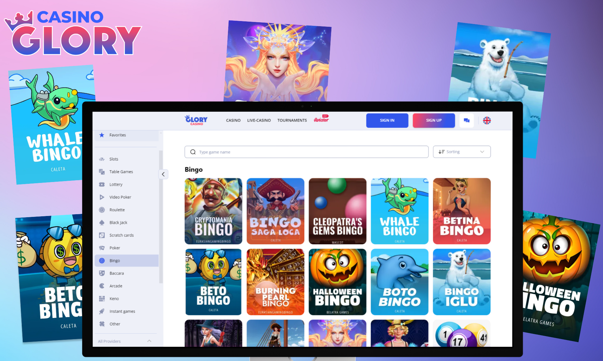 Glory Casino'dan bingo oyunu