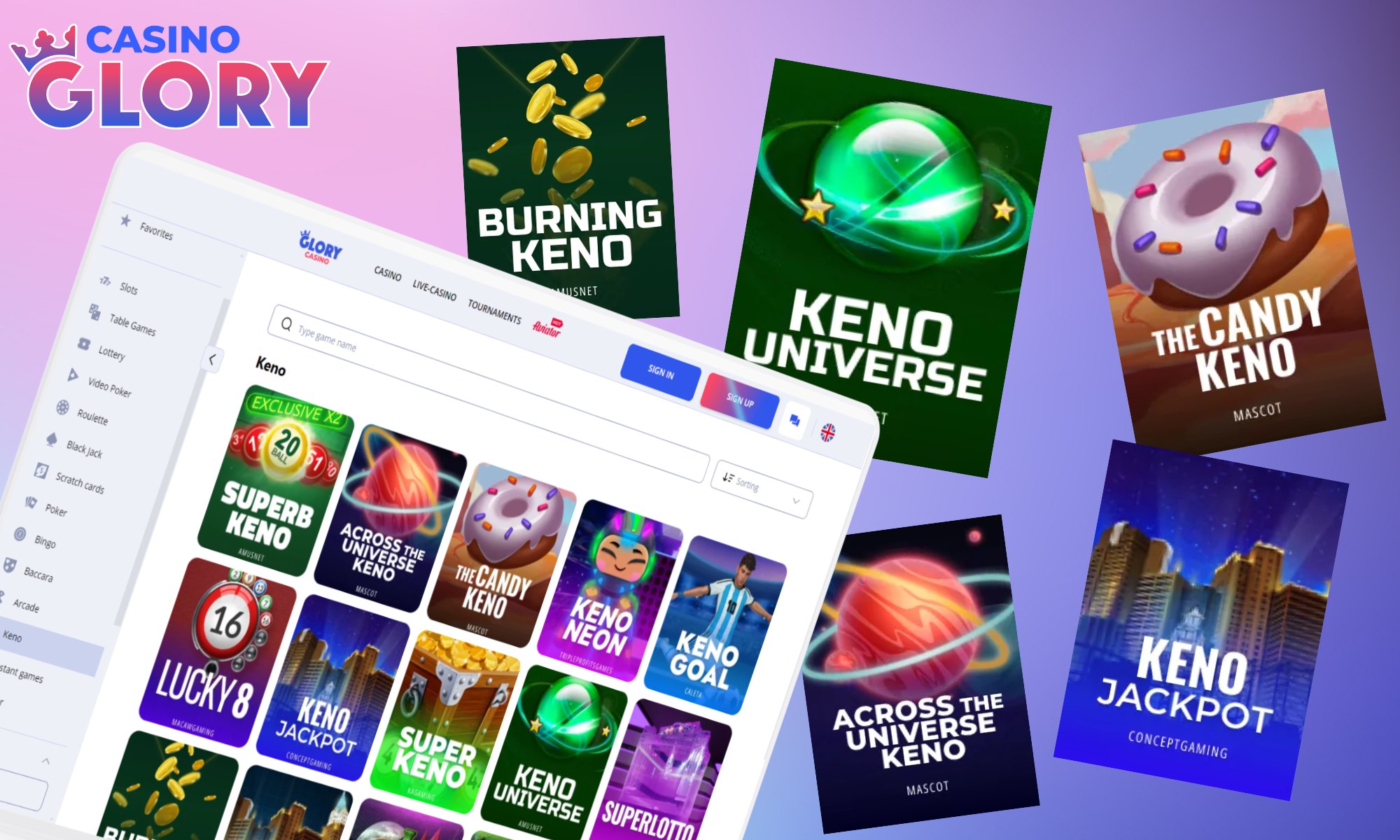 Glory Casino'dan Keno oyunu