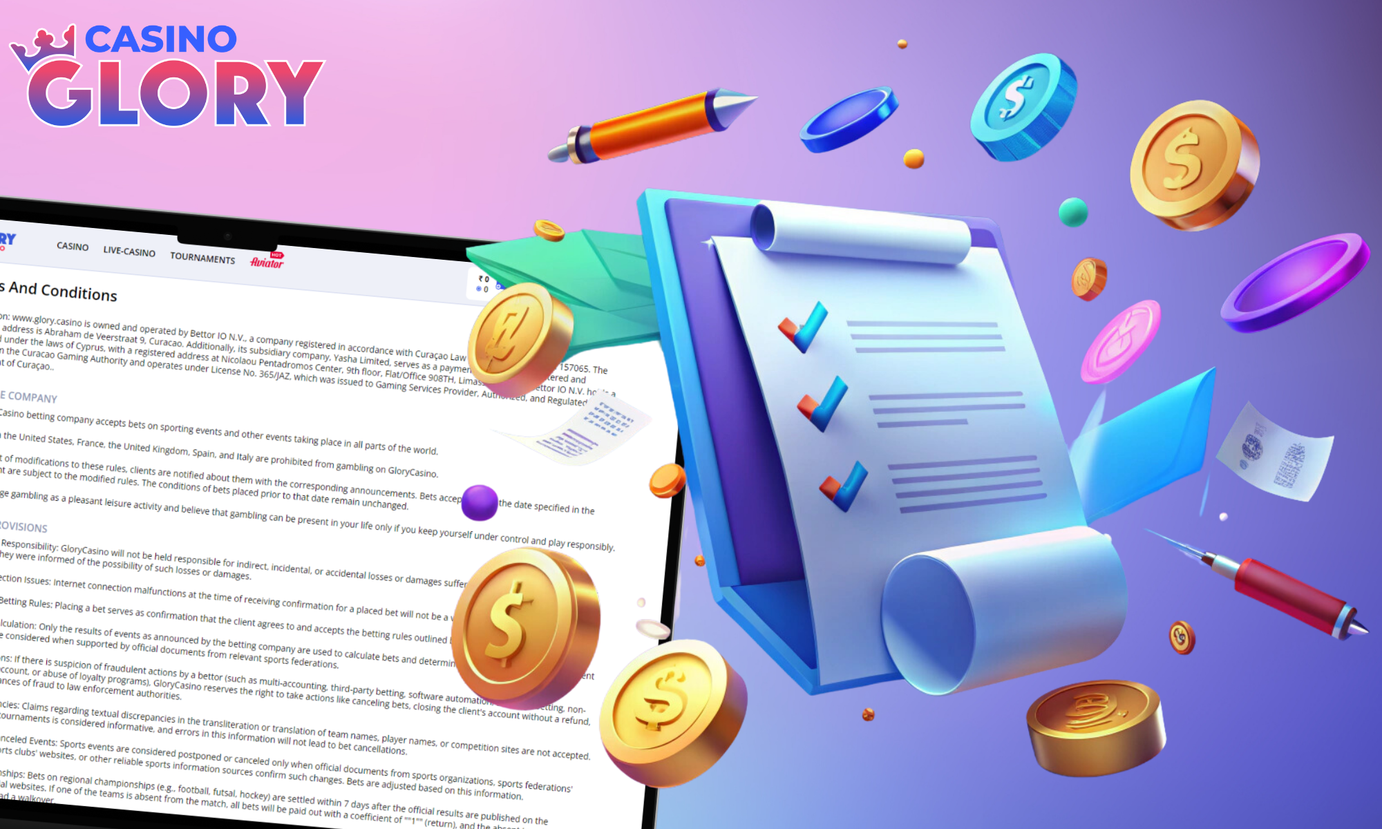 Glory Casino deposit requirements