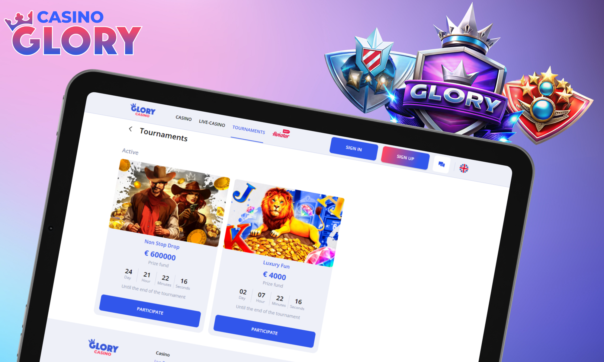 Glory Casino her zaman turnuvalar düzenliyor